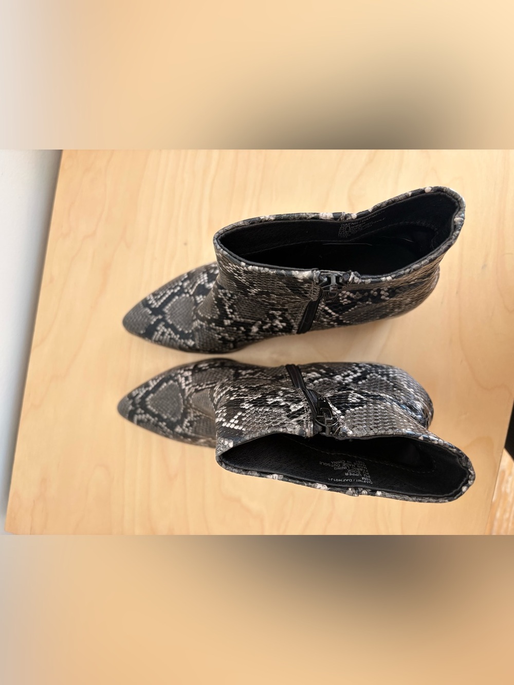 Madden Girl Snake-Print Pointed Toe Ankle Boots - Women's Black/Grey - Picture 9 of 10